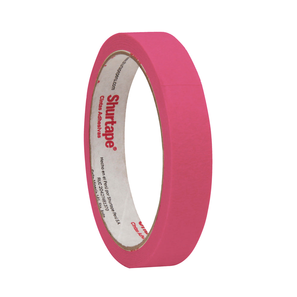 Cinta masking tape rosado 3/4 x 15 yd Shurtape - Ofimarket