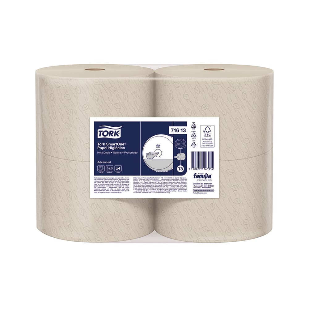 Papel higiénico jumbo Doble hoja x200 mt x 4 und Familia