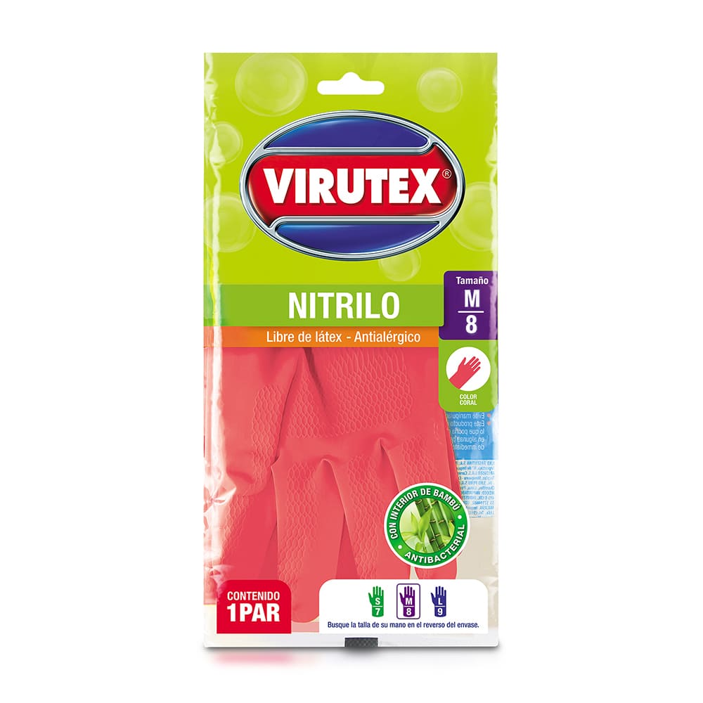 Guante de nitrilo coral talla M Virutex