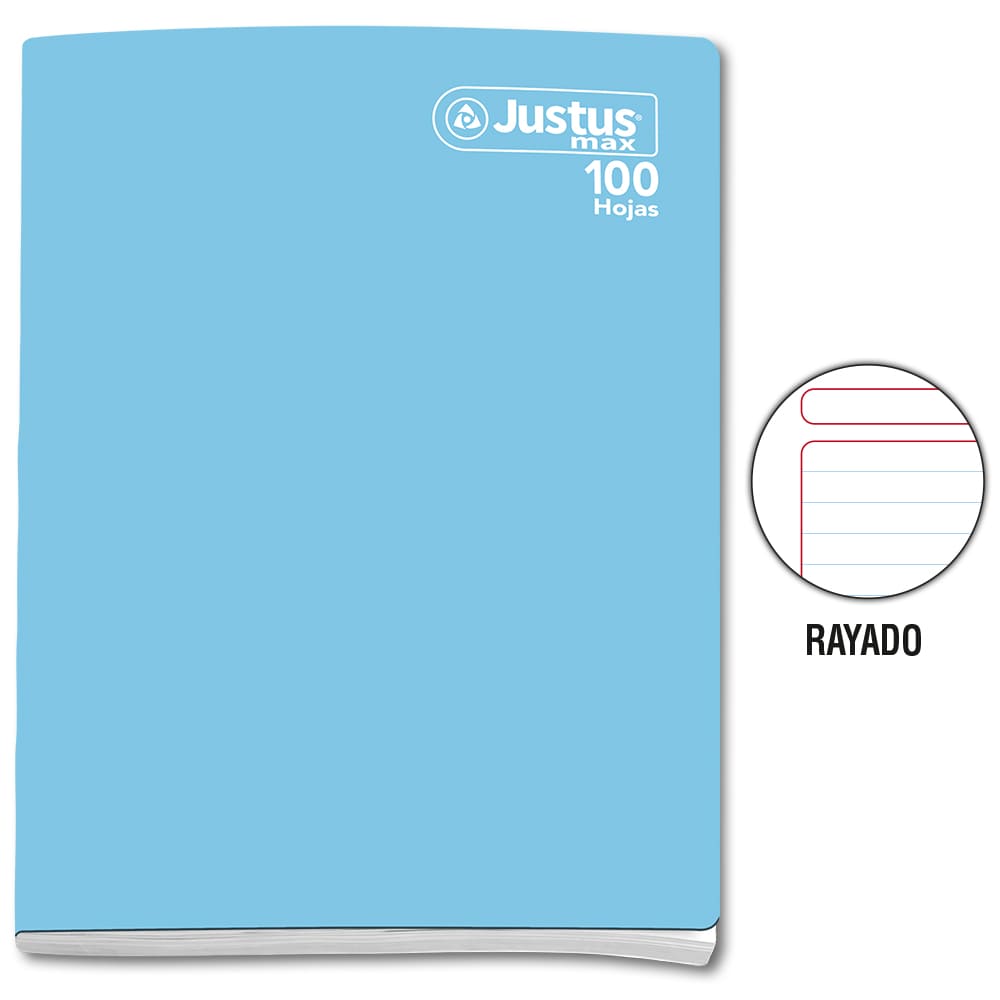 Cuaderno engrapado rayado A4x100 hojas solido Justus Max