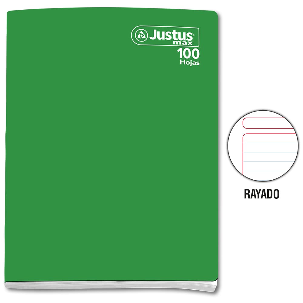 Cuaderno engrapado rayado A4x100 hojas solido Justus Max