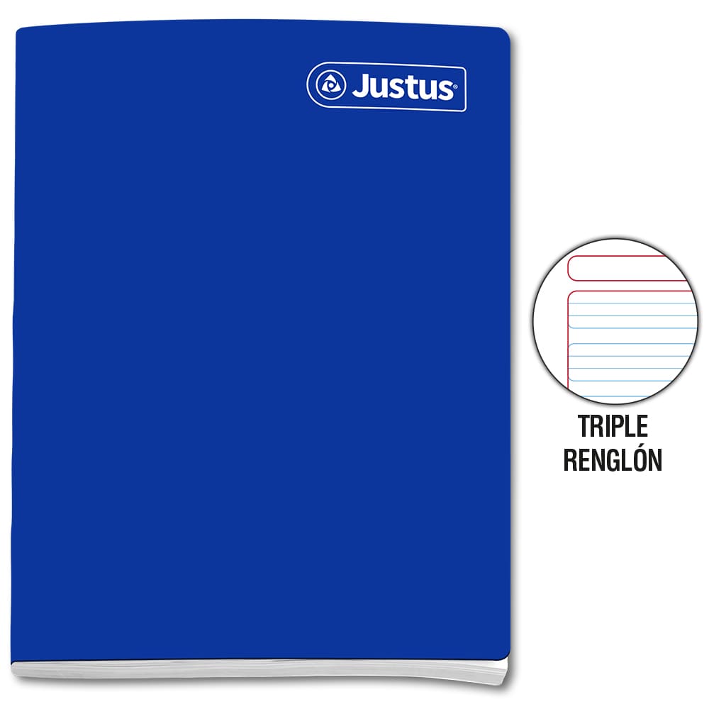 Cuaderno engrapado triple renglón A4x80 hojas con sombra Justus