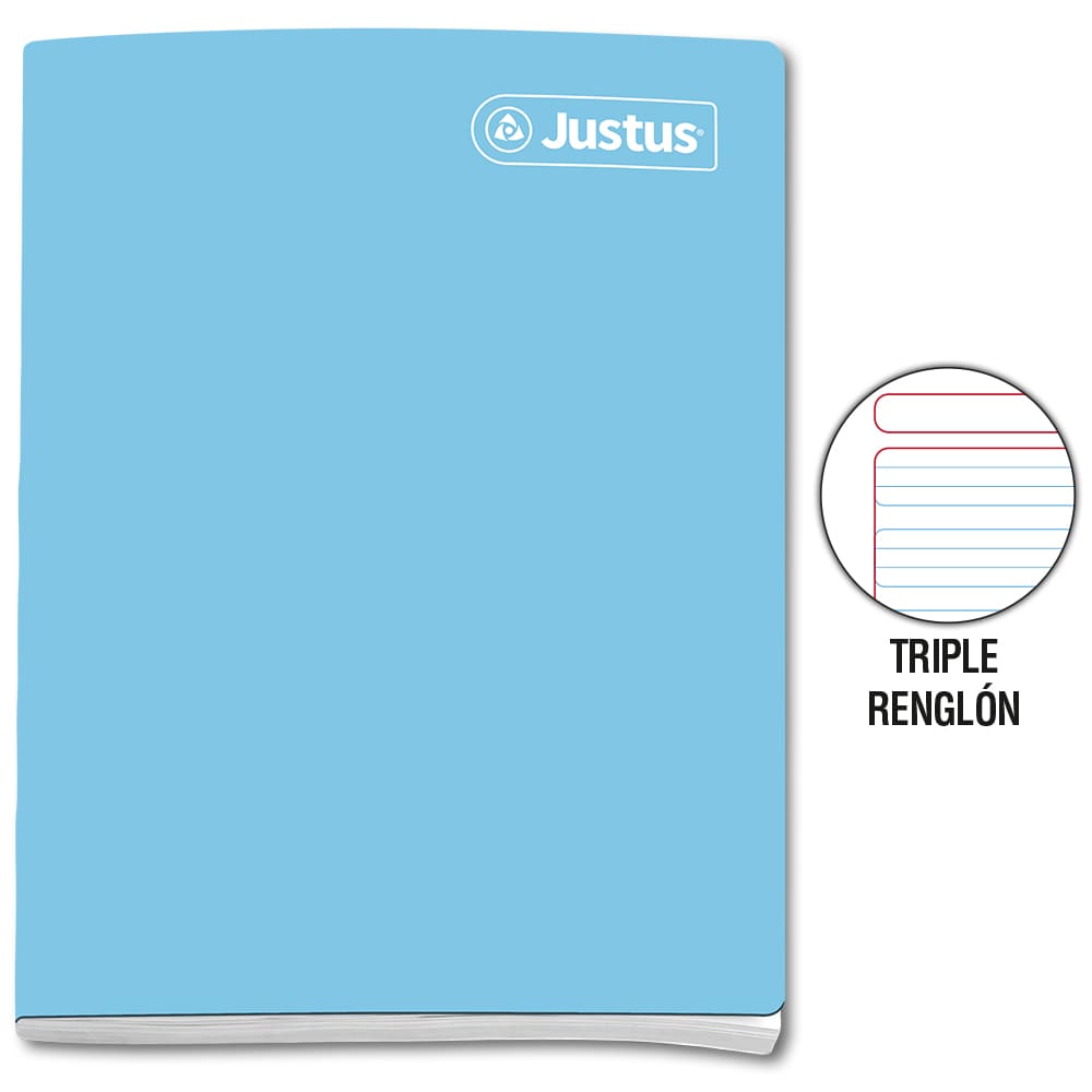 Cuaderno engrapado triple renglón A4x80 hojas con sombra Justus