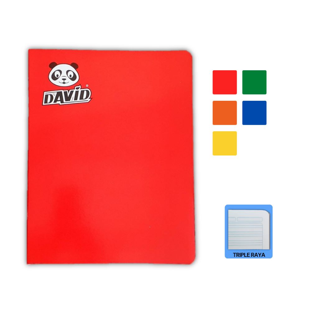 Cuaderno engrapado triple raya A4x80 hojas David