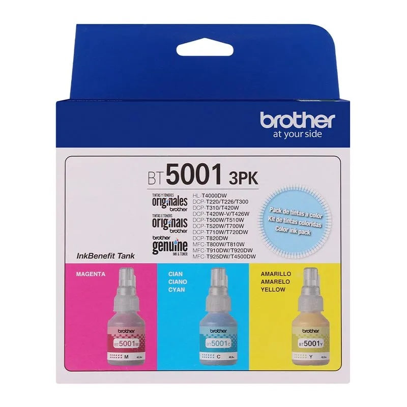 Pack de 3 Tintas Colores BT5001 Magenta/Cyan/Yellow Brother