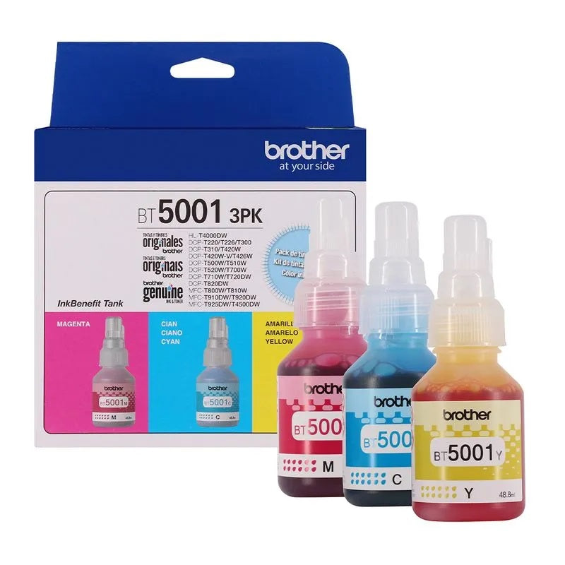 Pack de 3 Tintas Colores BT5001 Magenta/Cyan/Yellow Brother