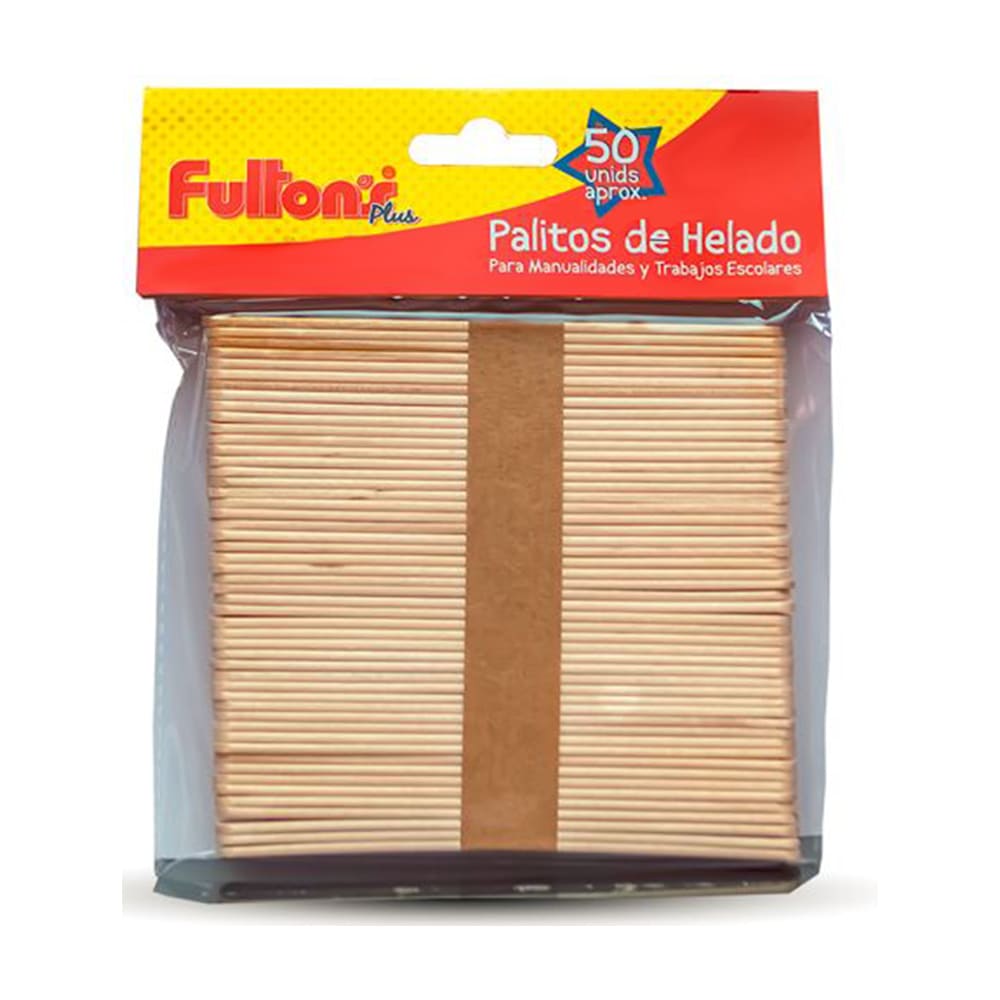 Palitos de helado color natural 50 unidades Fultons