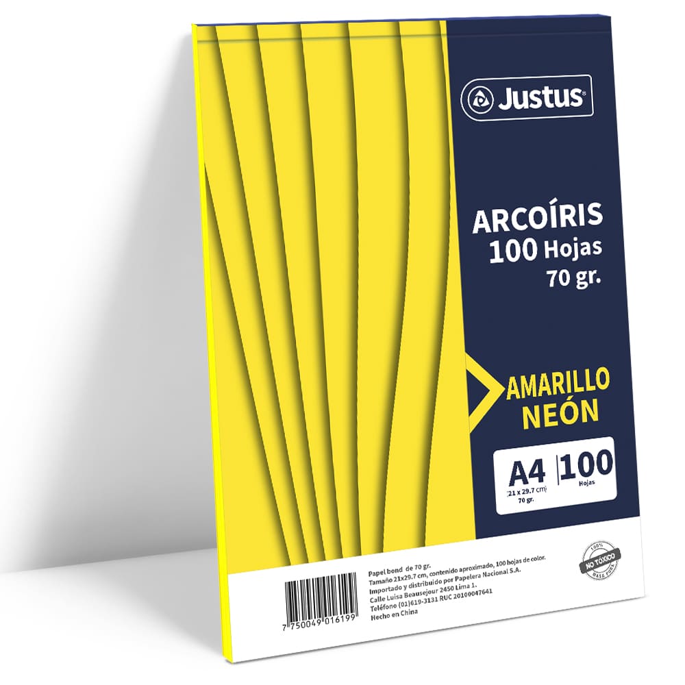 Papel de color A4 100 hojas 70 gr amarillo neon Justus