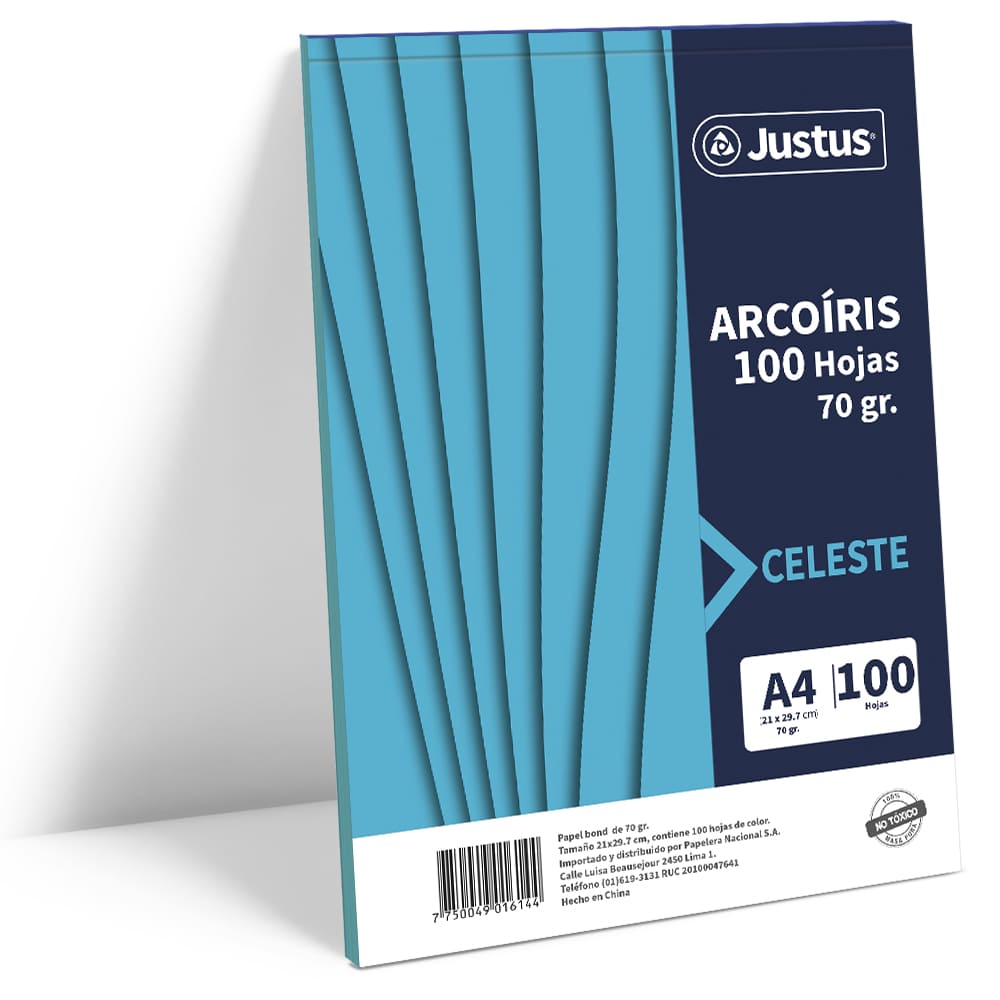 Papel de color A4 100 hojas 70gr celeste Justus