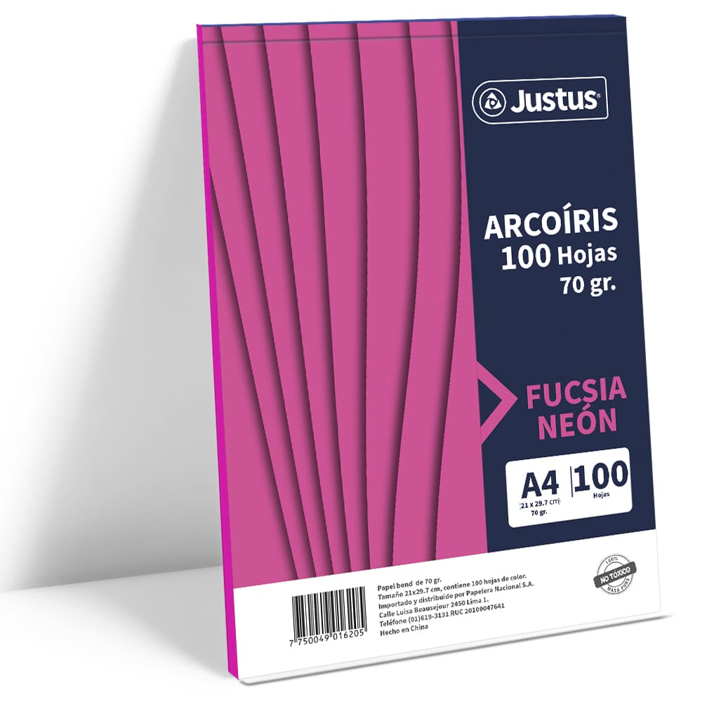 Papel de color A4 100 hojas 70 gr fucsia neon Justus