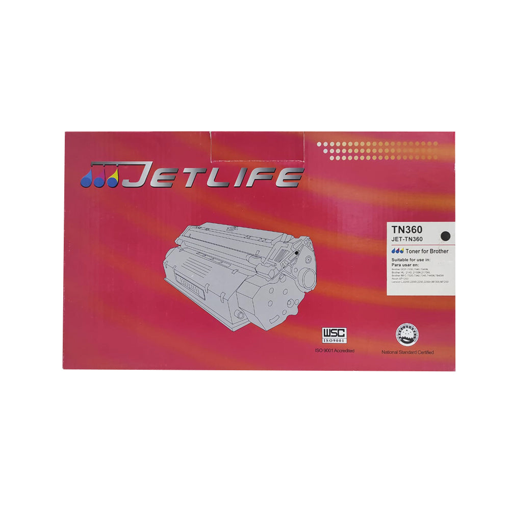 TONER COMPATIBLE JETLIFE BR TN360 BLACK 2140 2,600 PG