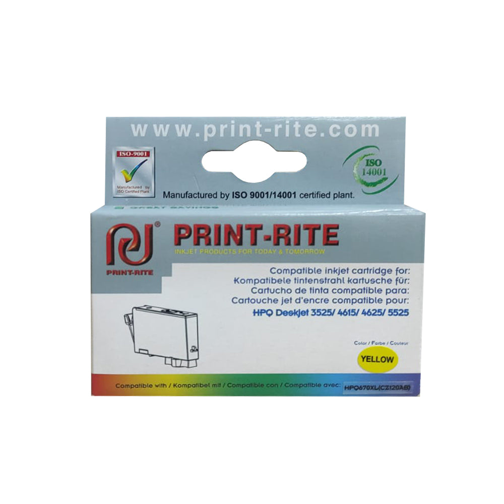 TINTA COMPATIBLE PRINT RITE 670XL 3525/5525 YELLOW 750PAG