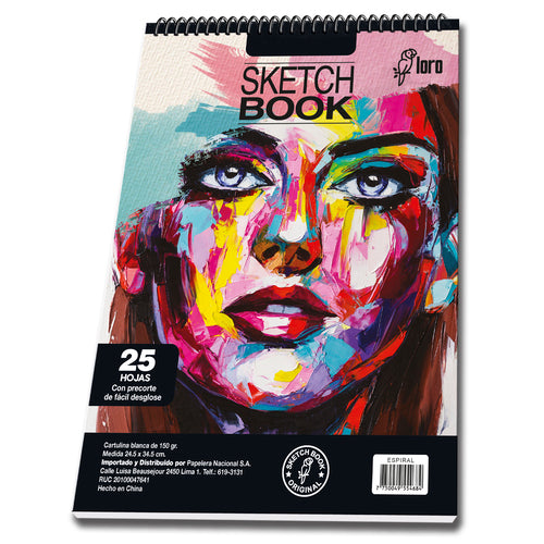 Sketch book espiral A4 x 25 hojas Loro