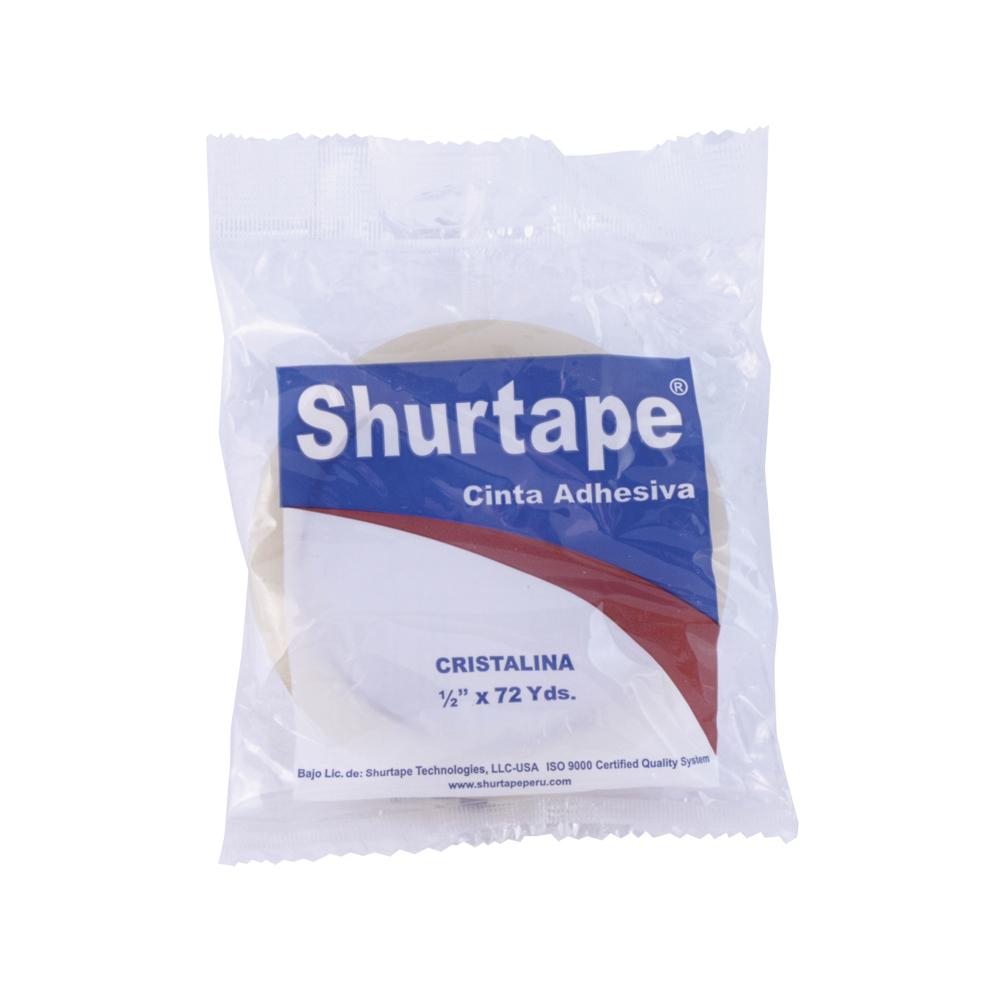 Cinta adhesiva cristalina 1/2 x 72 yardas Shurtape