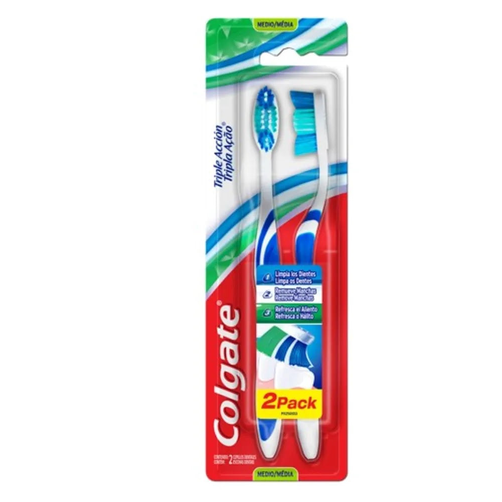 Cepillo dental triple accion x 2 und colgate