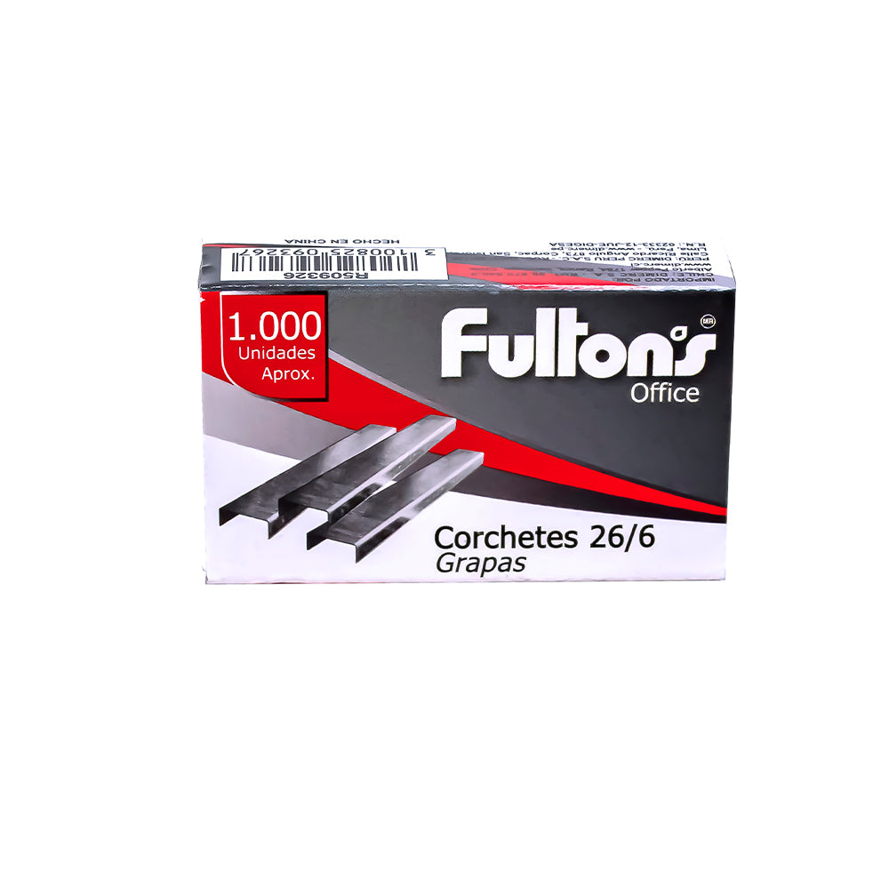 Grapas 26/6 caja x 1000 und cromado Fultons